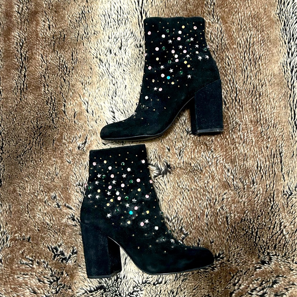Steve Madden Women's Georgia Ankle Bootie, Black Suede, Size 7.5
